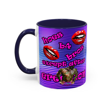 hoes b4 bros - Accent Mug (purple wave)