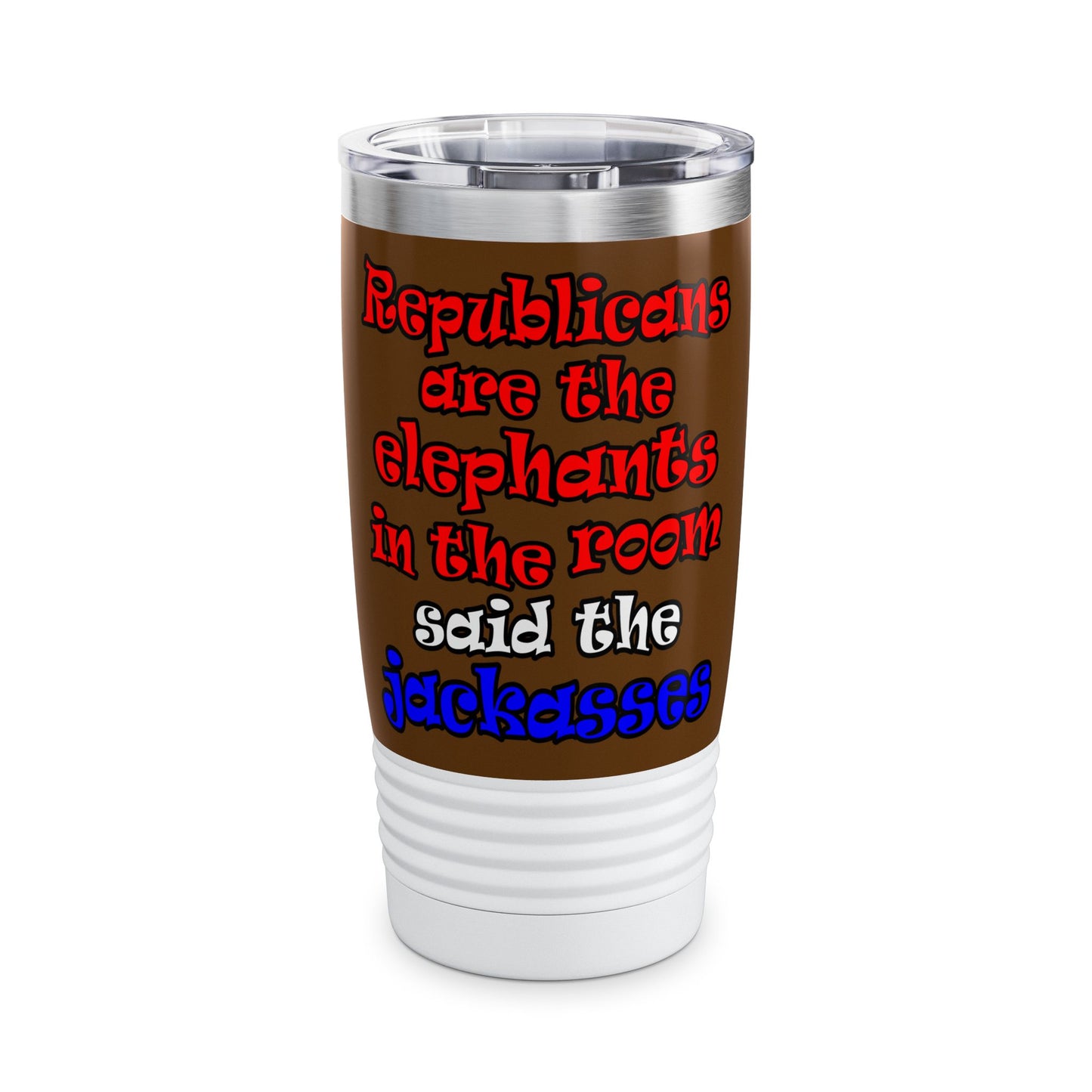 donkeys and elephants - Ringneck Tumbler, 20oz (brown)