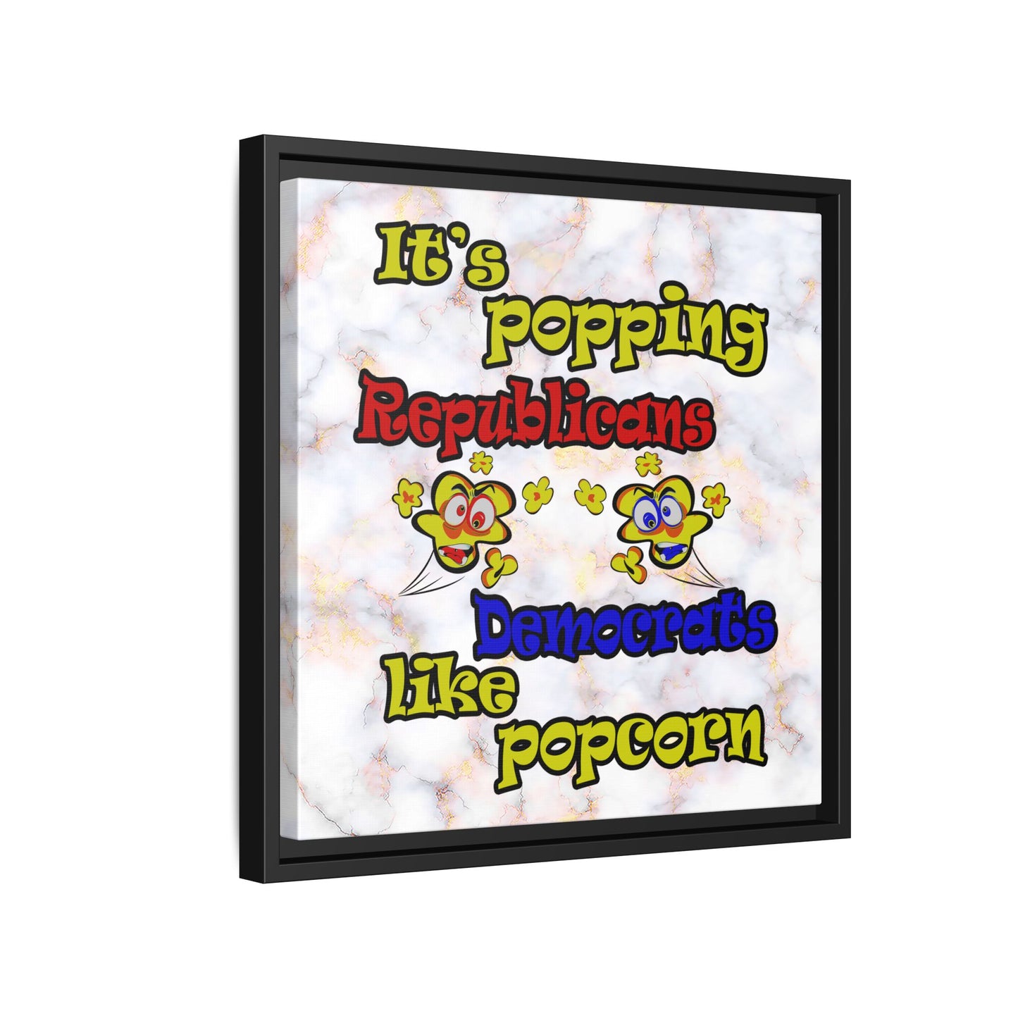 popping like popcorn - framed canvas art (white marble)