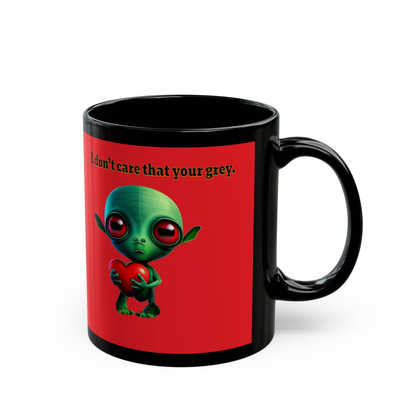 I don't care that your grey - Black Mug (red)