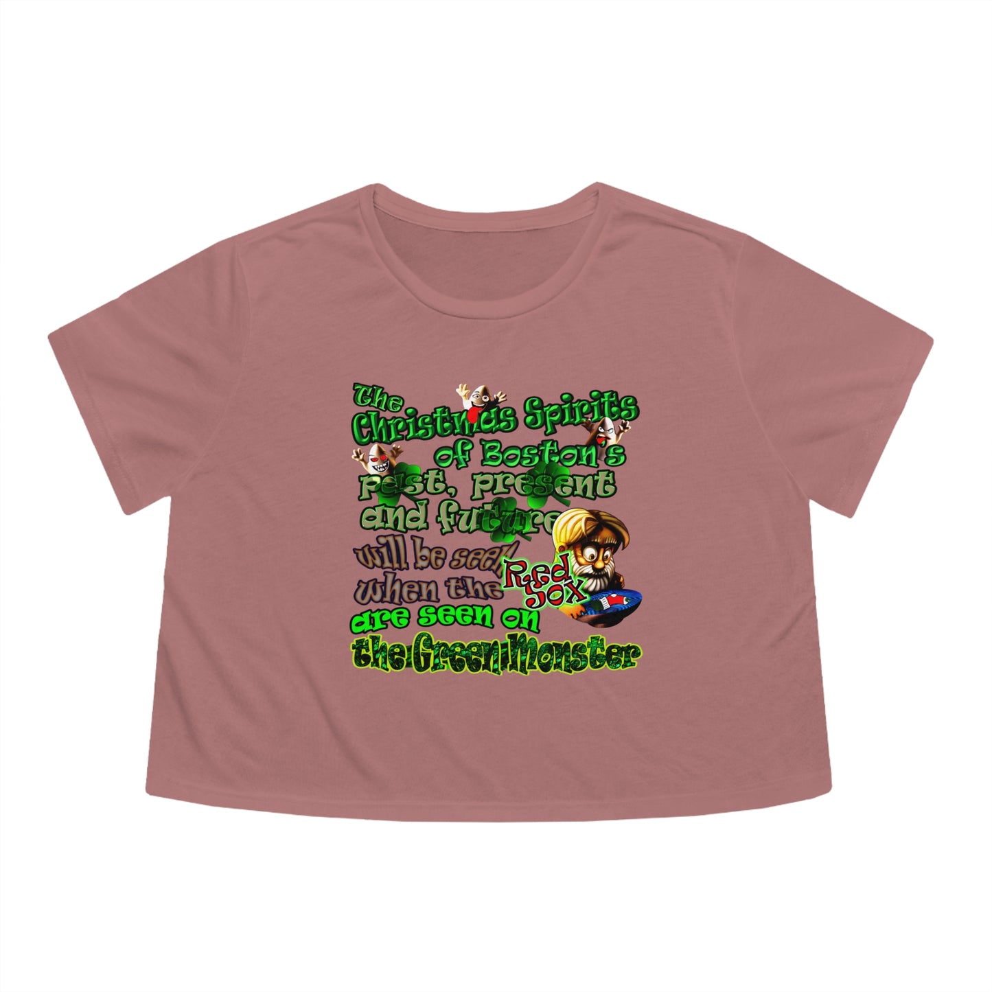 christmas spirits of boston - Women's Flowy Cropped Tee