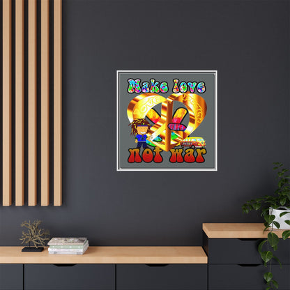 love peace - framed canvas art (dark grey)