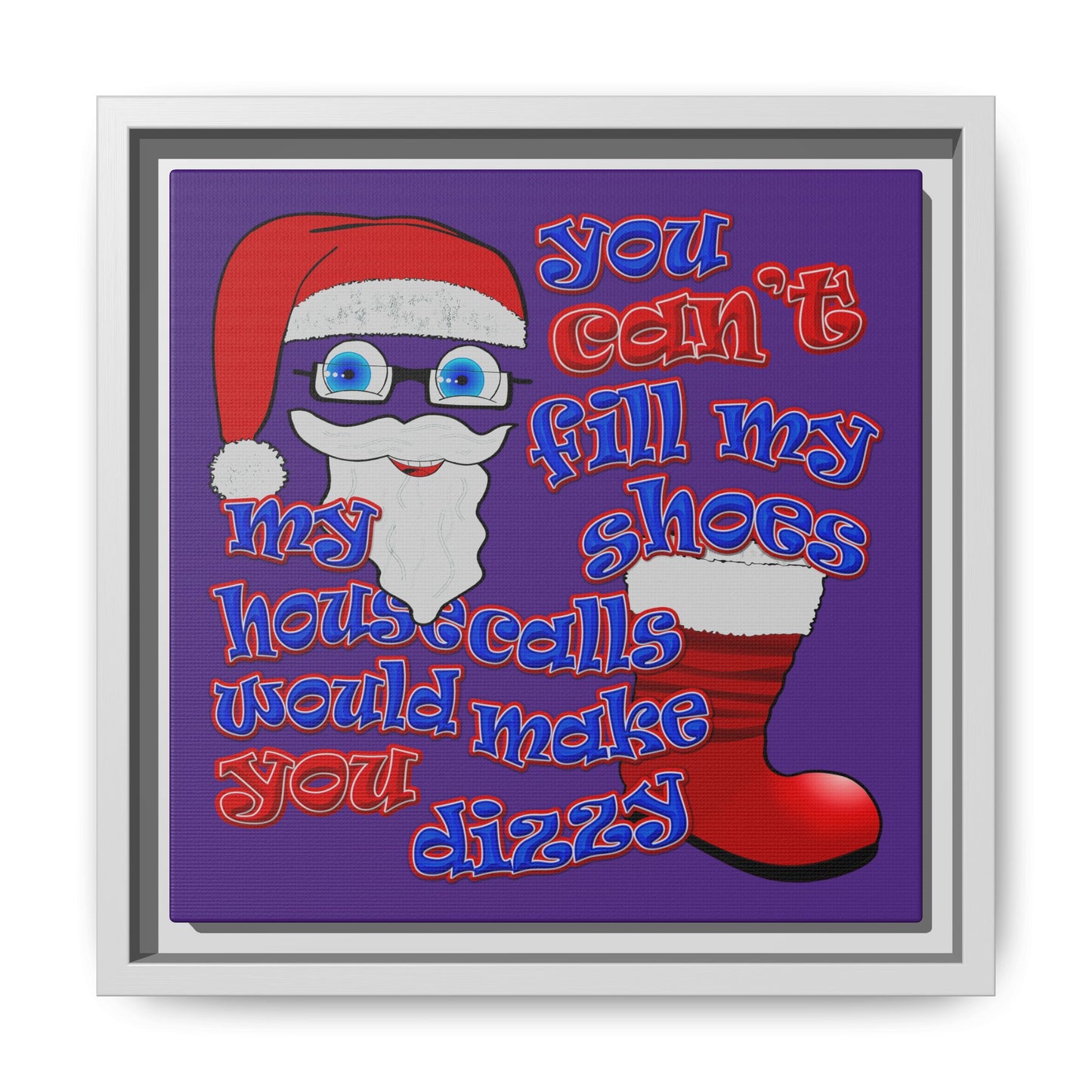 santa's shoes - framed canvas art (purple)