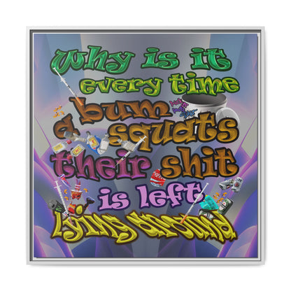 the bum's shit - framed canvas art (grey-pink wave)