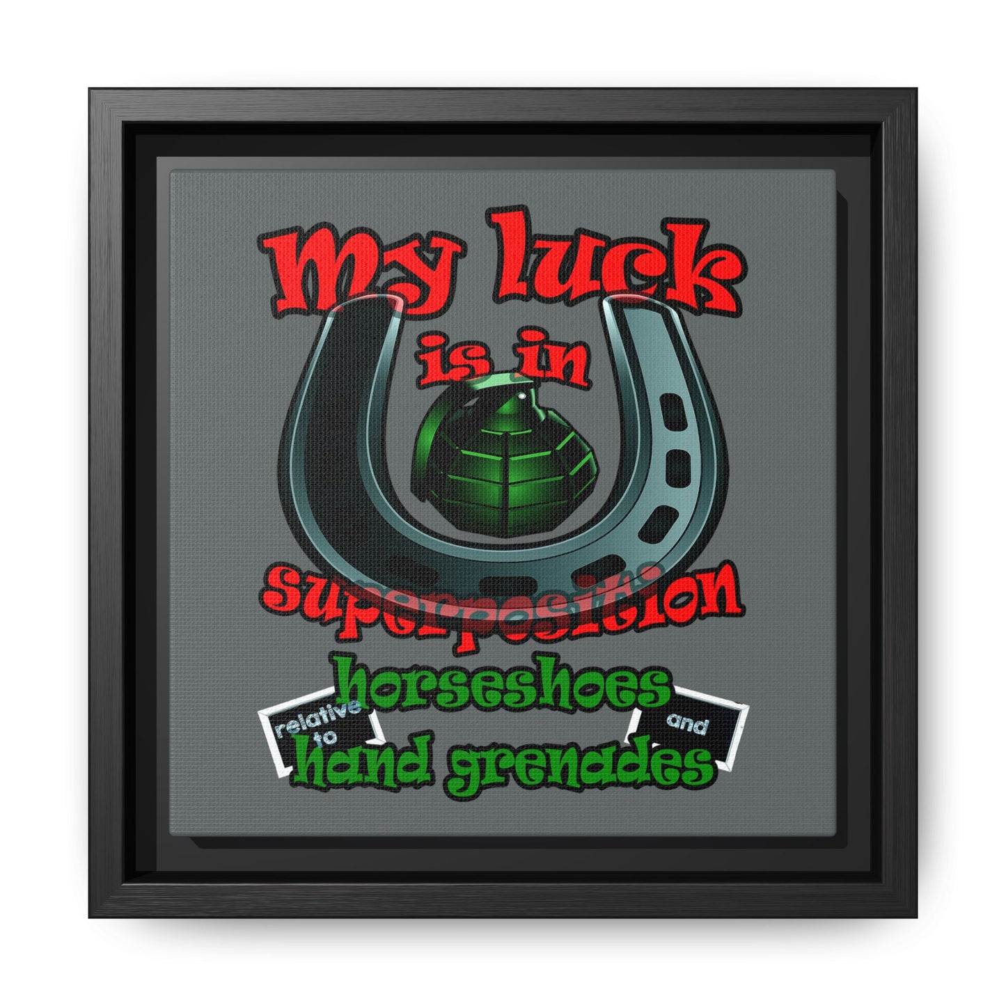 my luck - framed canvas art (dark grey)