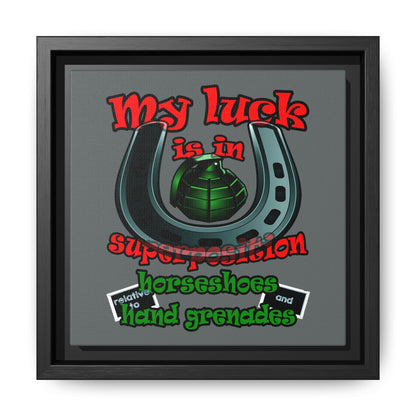 my luck - framed canvas art (dark grey)