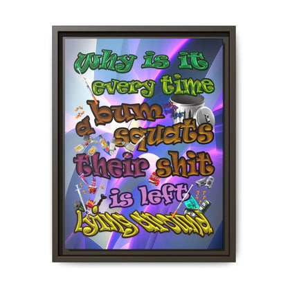 the bum's shit - framed canvas art (grey-pink wave)