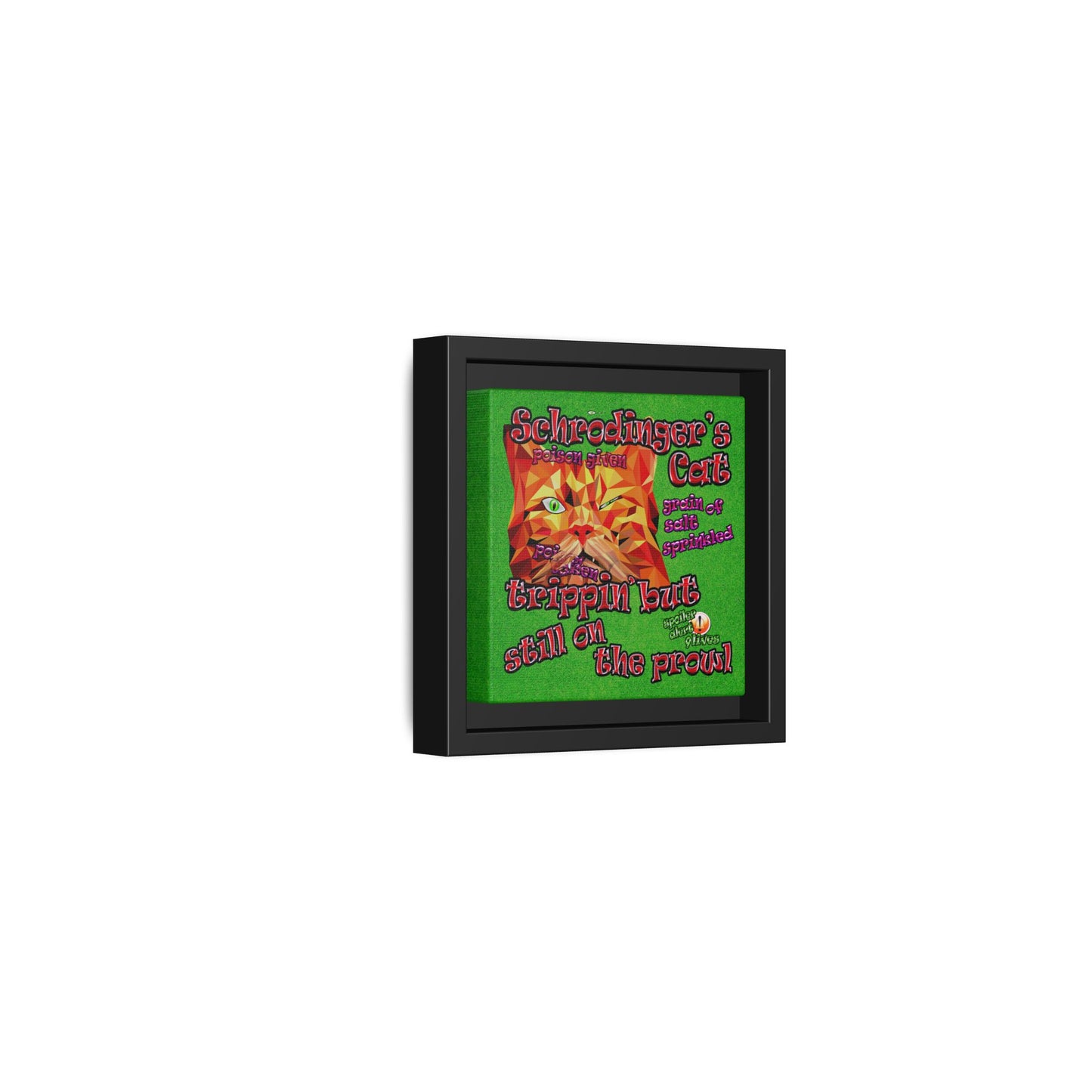 schrodinger's cat - framed canvas art (green turf)