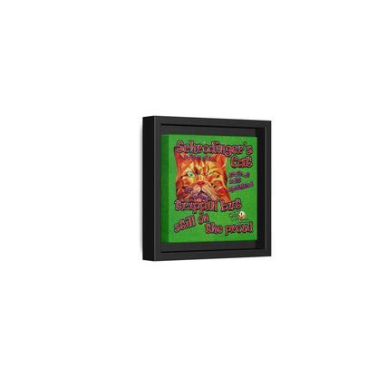 schrodinger's cat - framed canvas art (green turf)