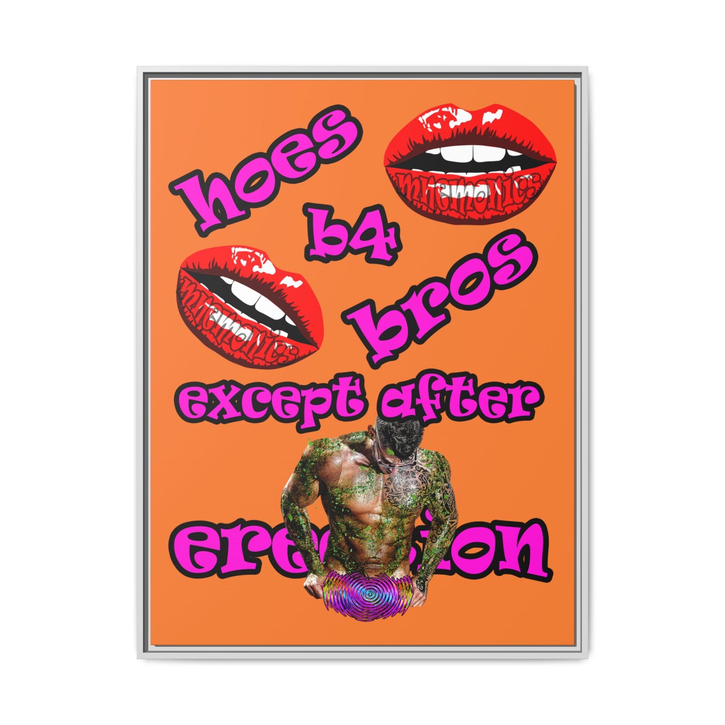 hoes b4 bros - framed canvas art (crusta)