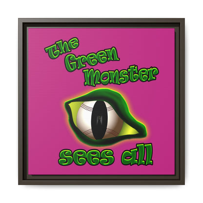 green monster - framed canvas art (pink)