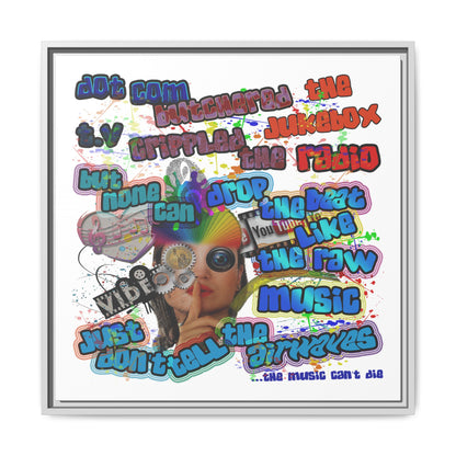 drop the beat - framed canvas art (white)