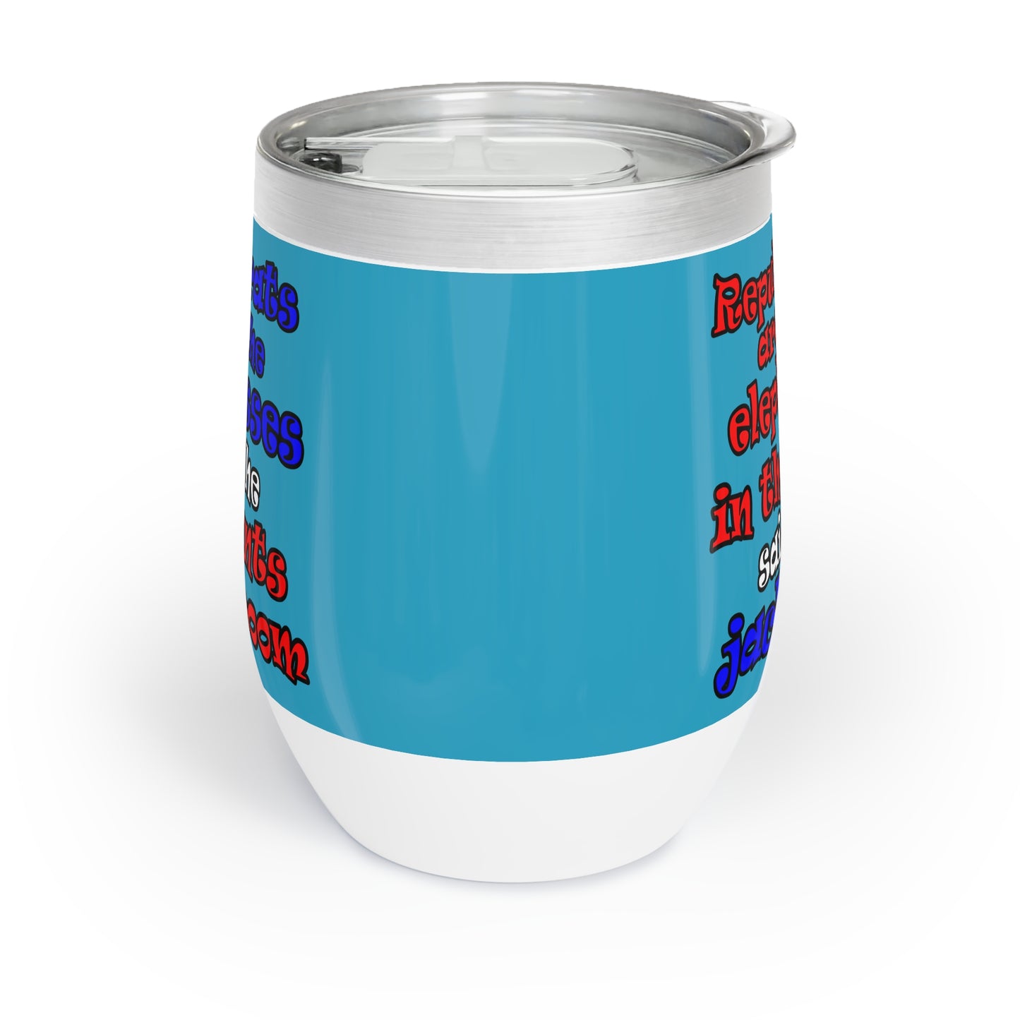 donkeys and elephants - Chill Wine Tumbler (turquoise)