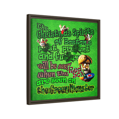 christmas spirits of boston - framed canvas art (green turf)