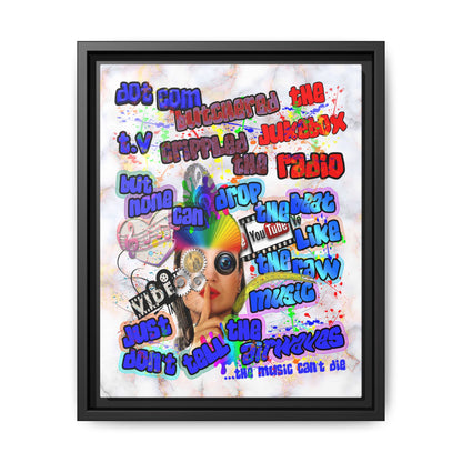 drop the beat - framed canvas art (white marble)