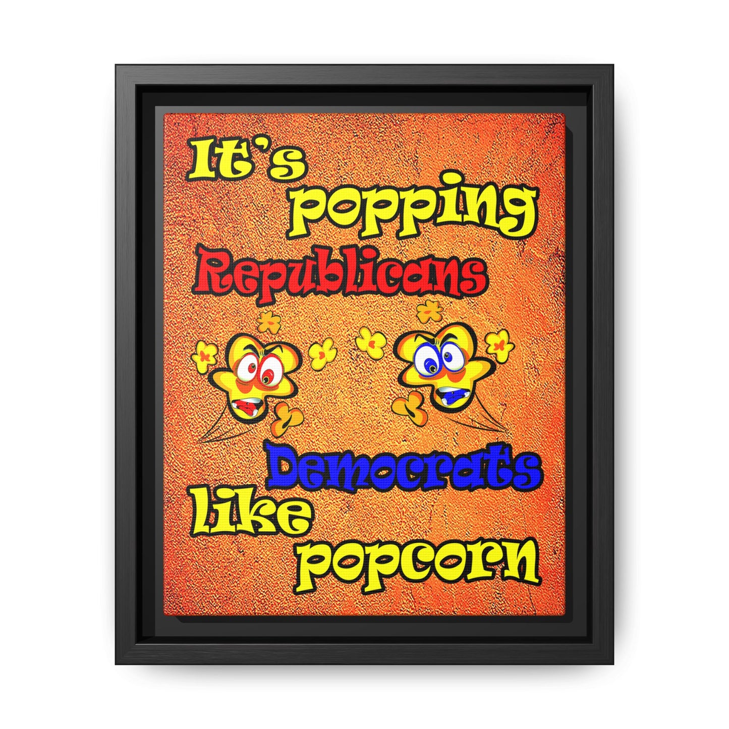popping like popcorn - framed canvas art (burnt orange)