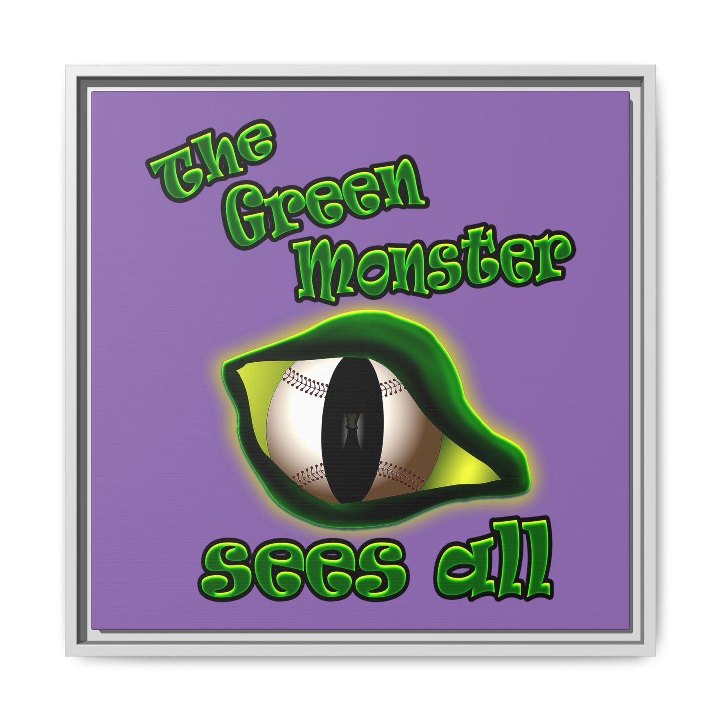 green monster - framed canvas art (light purple)