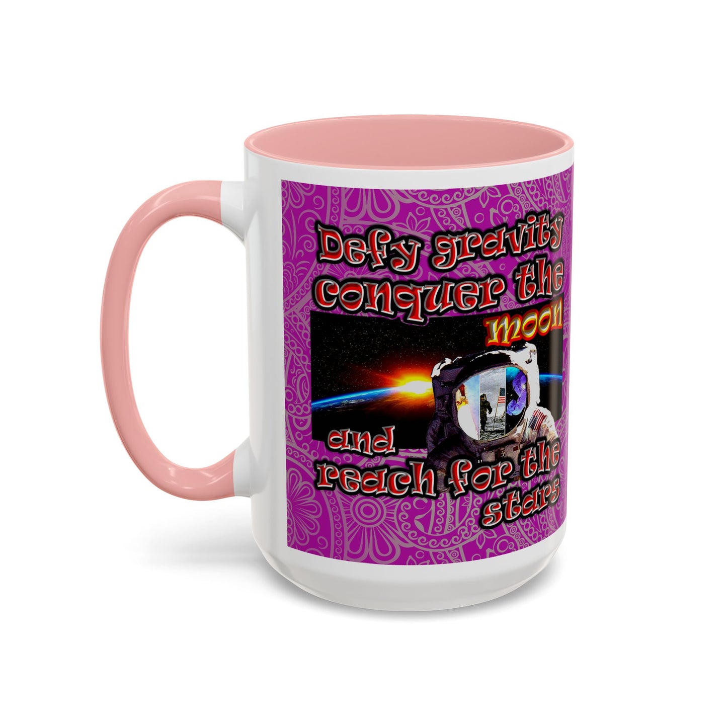 defy conquer reach - Accent Mug (pink swirl)