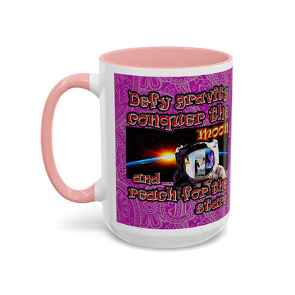 defy conquer reach - Accent Mug (pink swirl)