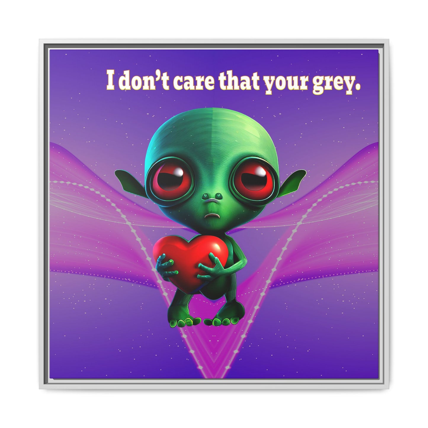 I don't care that your grey - framed canvas art (purple-pink wave)