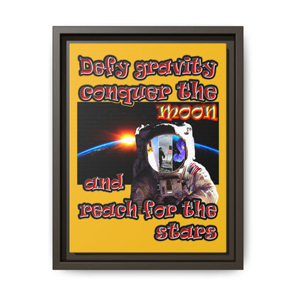 defy conquer reach - framed canvas art (yellow)