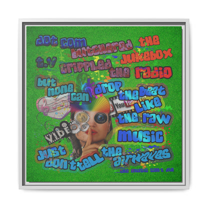 drop the beat - framed canvas art (green turf)