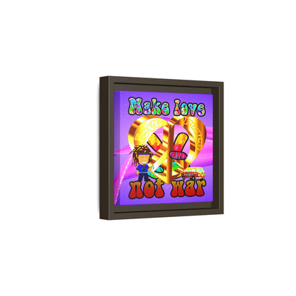 love peace - framed canvas art (purple-pink wave)