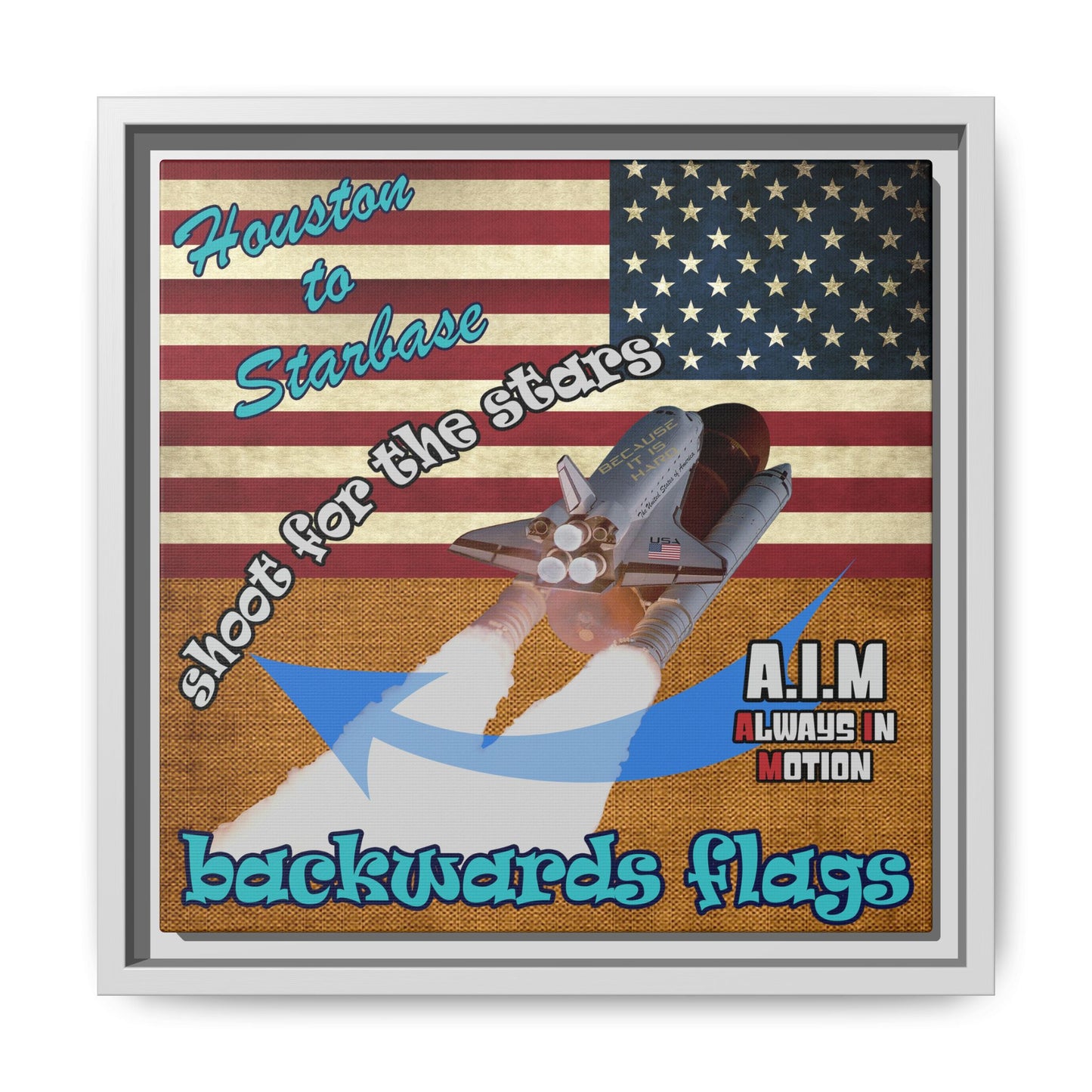 shoot for the stars - framed canvas art (brown papyrus)