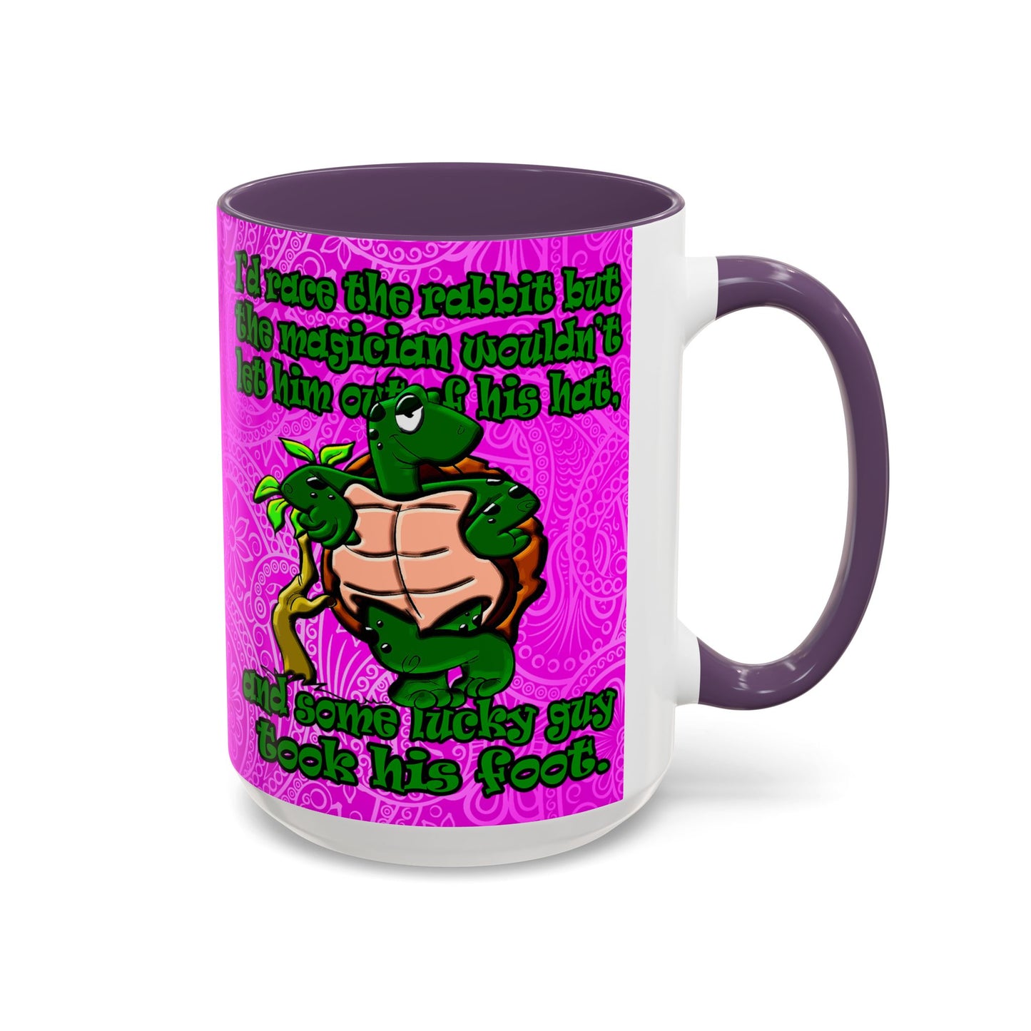 turtle race - Accent Mug (pink swirl)