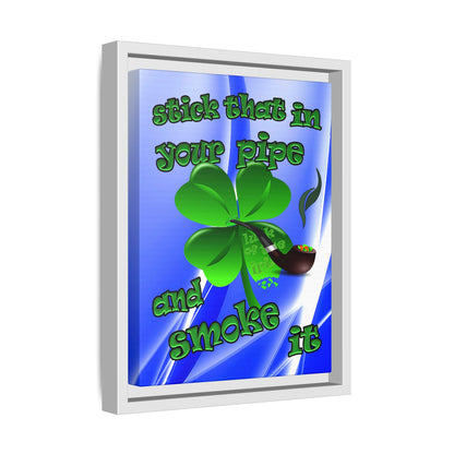 stick that in your pipe and smoke it - framed canvas art (blue-white wave)
