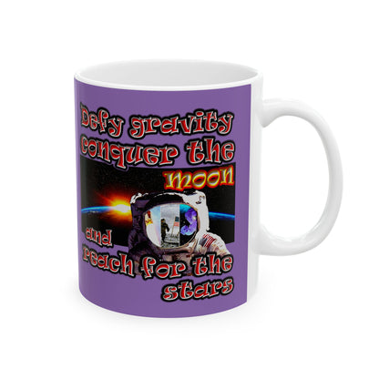defy conquer reach - White Mug (light purple)
