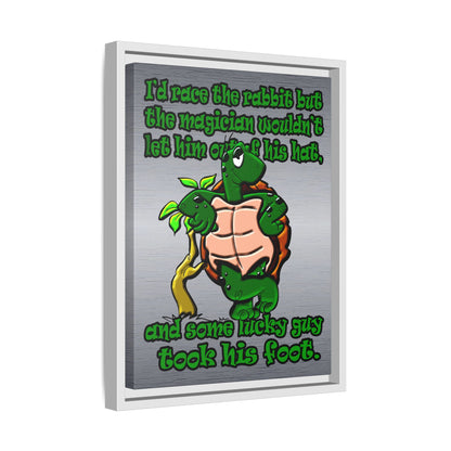 turtle race - framed canvas art (brushed nickel)