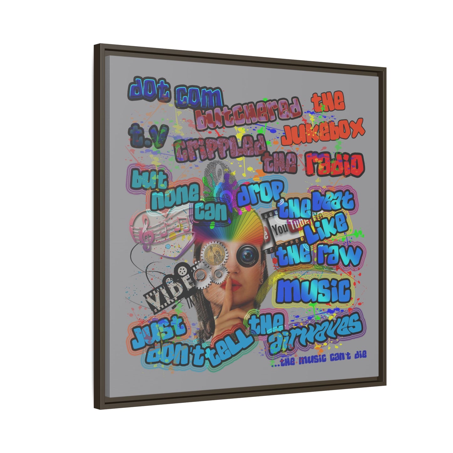 drop the beat - framed canvas art (grey)