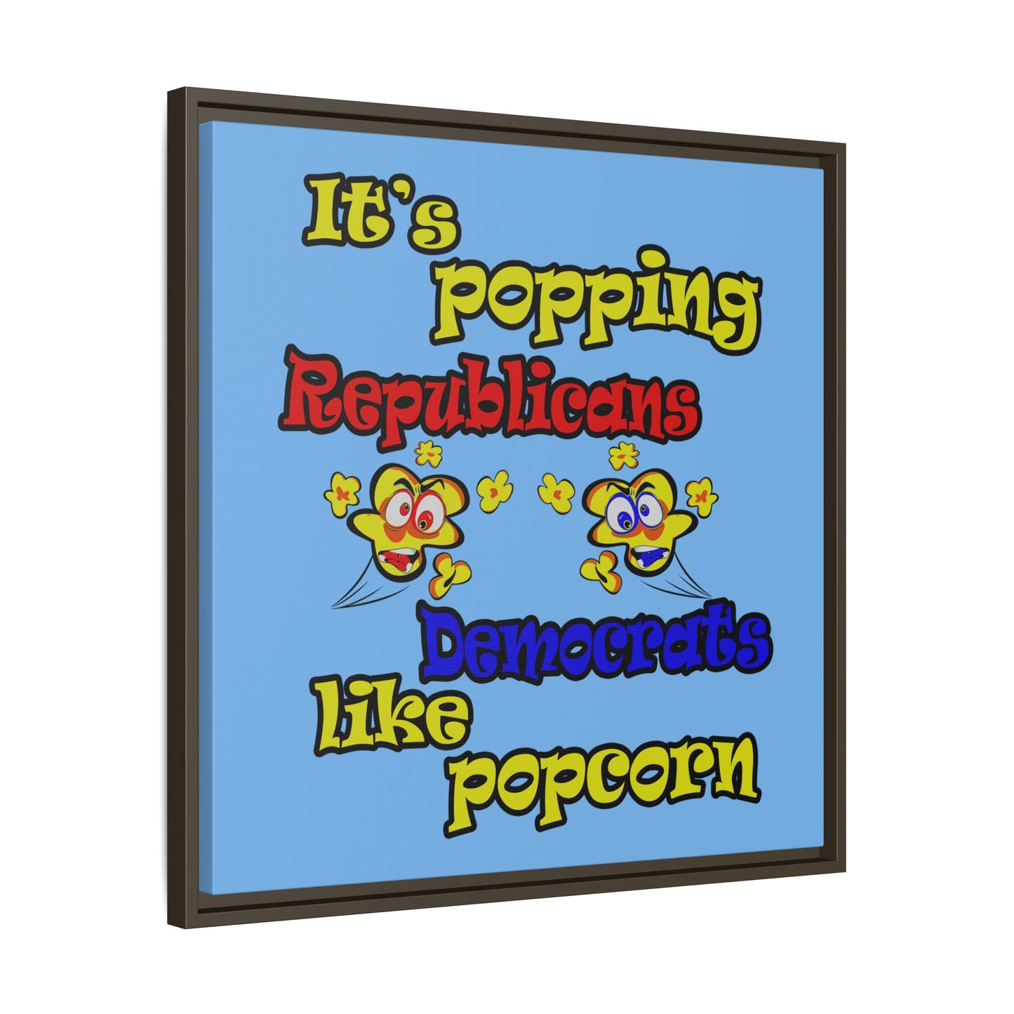 popping like popcorn - framed canvas art (light blue)