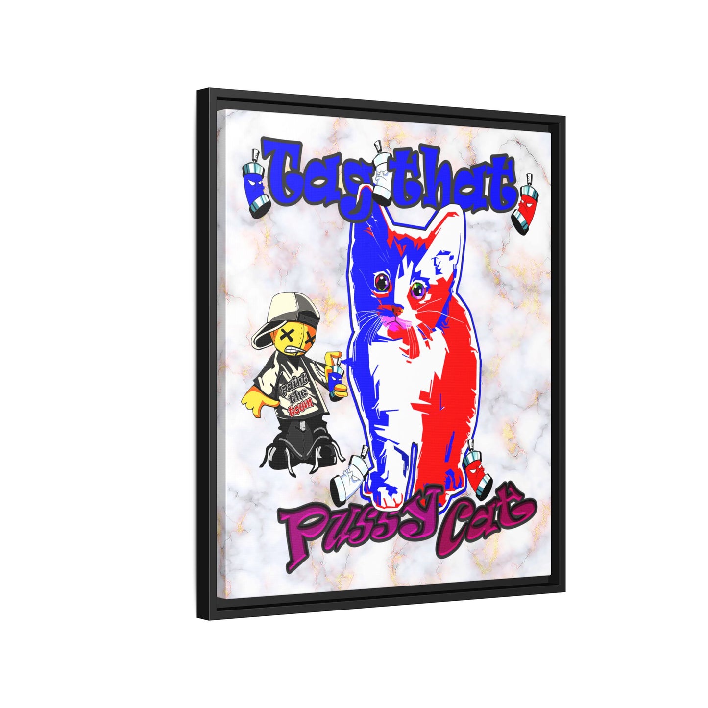 tag that - framed canvas art (white marble)