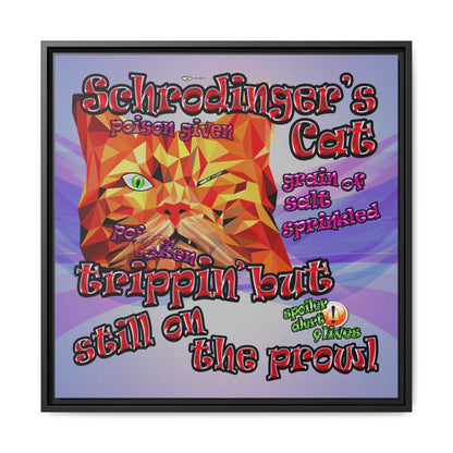 schrodinger's cat - framed canvas art (light blue-pink wave)