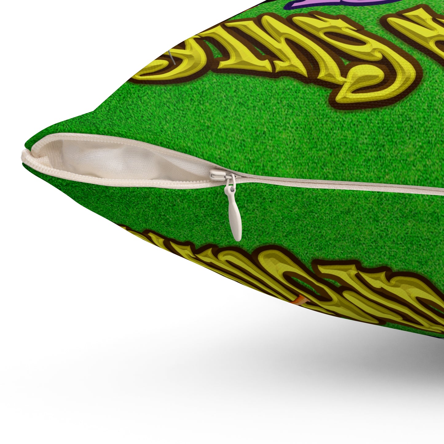 the bum's shit - Spun Polyester Square Pillow - (green turf)