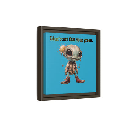 I don't care that your green - framed canvas art (turquoise)