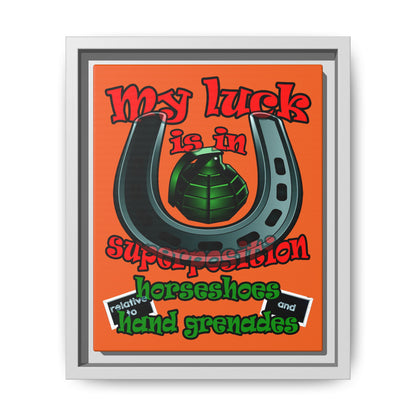 my luck - framed canvas art (orange)