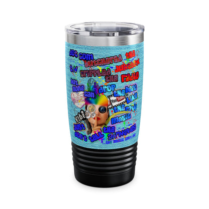 drop the beat - Ringneck Tumbler, 20oz  (faded blue)