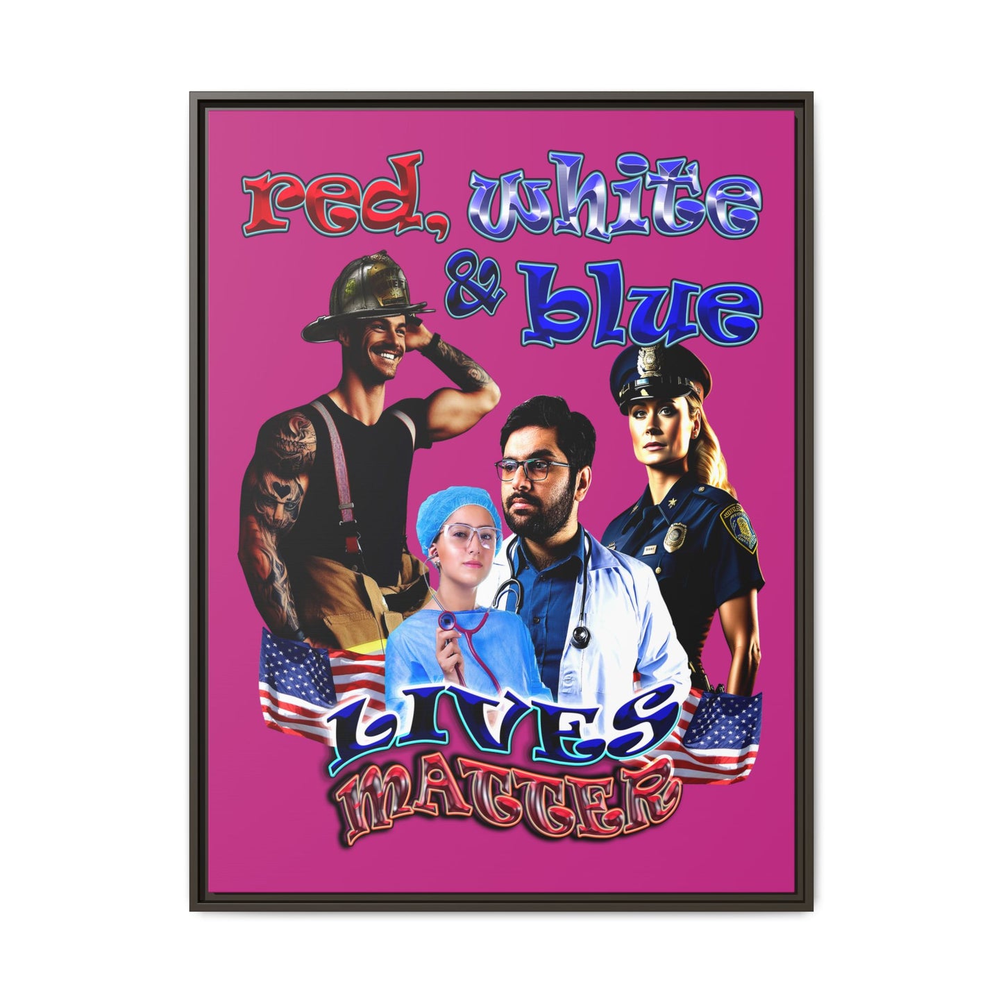 rw&b lives matter - framed canvas art (pink)
