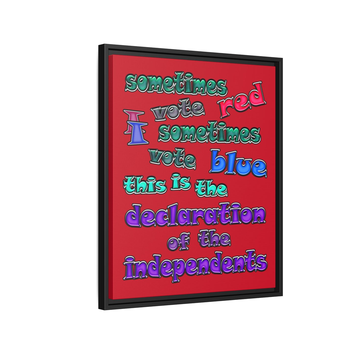 declaration of the independents - framed canvas art (dark red)