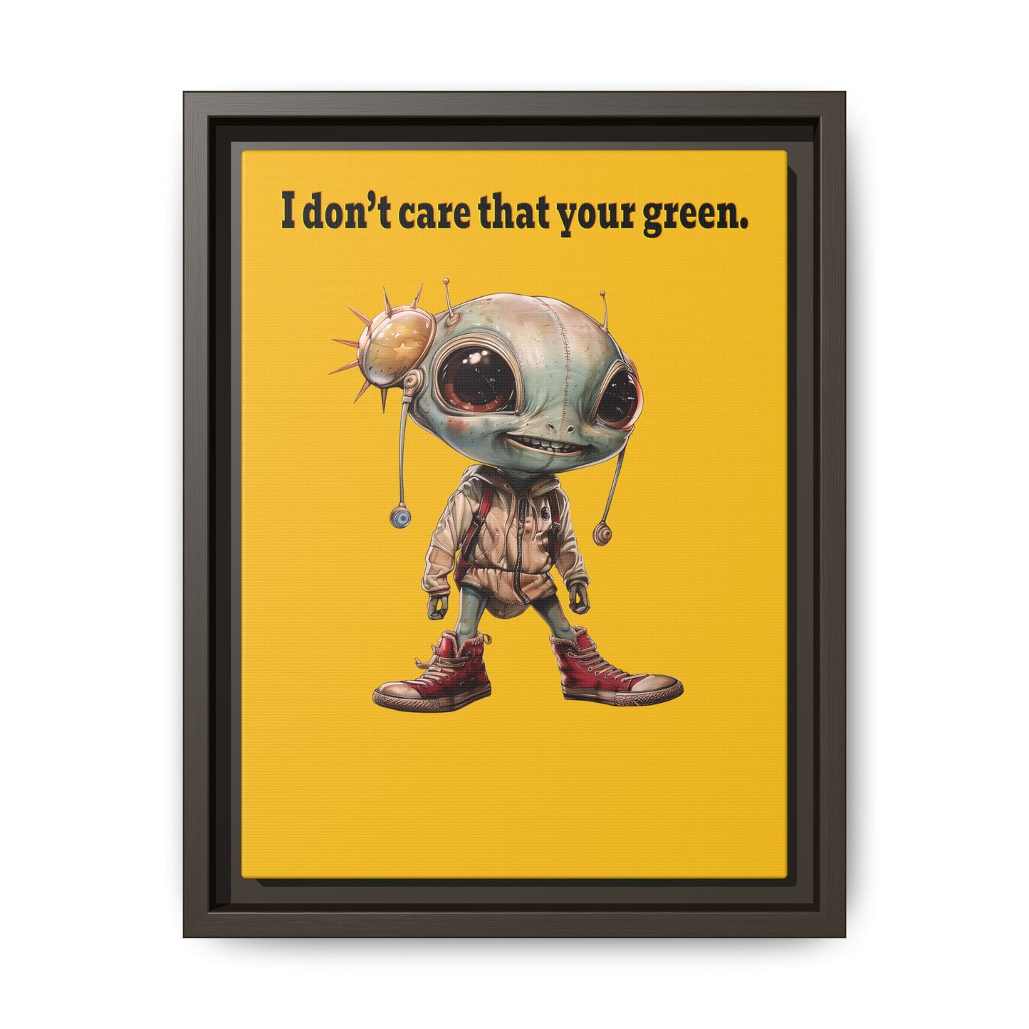 I don't care that your green - framed canvas art (yellow)