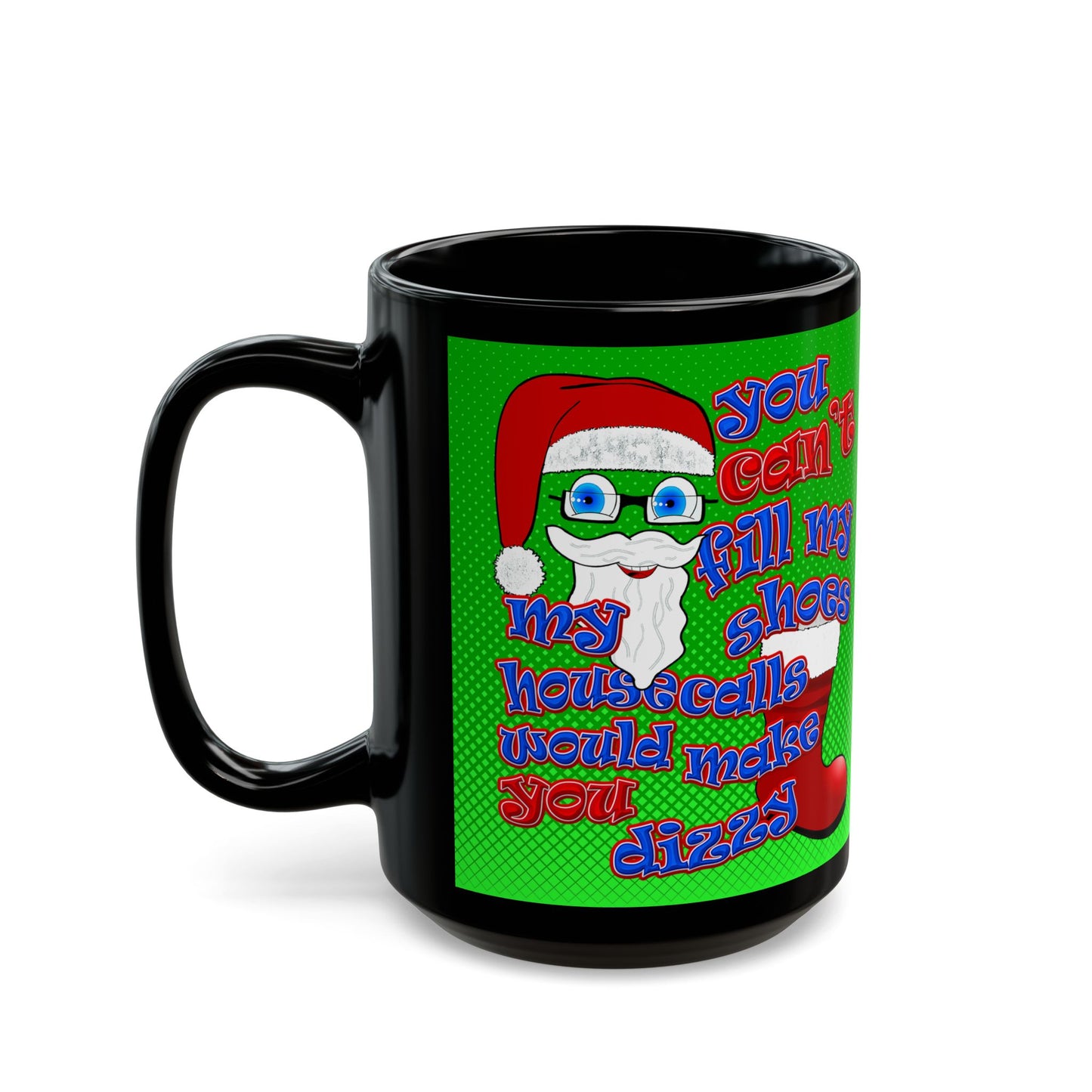 santa's shoes - Black Mug (logo green)