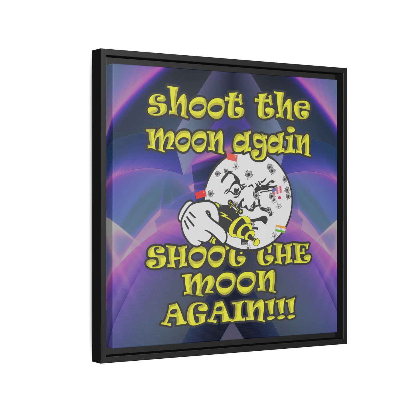 shoot the moon again - framed canvas art (grey-pink wave)