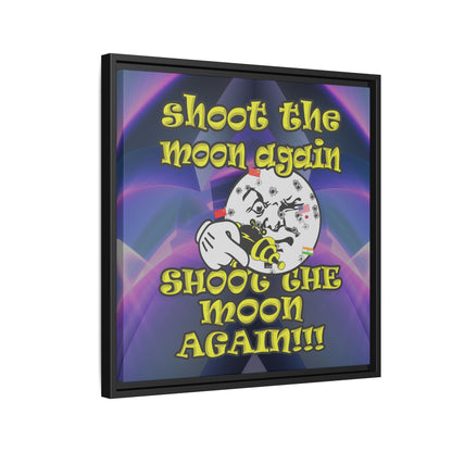 shoot the moon again - framed canvas art (grey-pink wave)