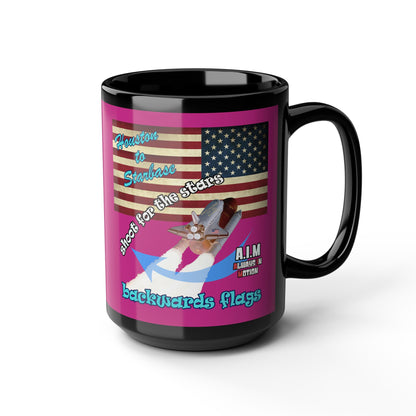 shoot for the stars - Black Mug (pink)