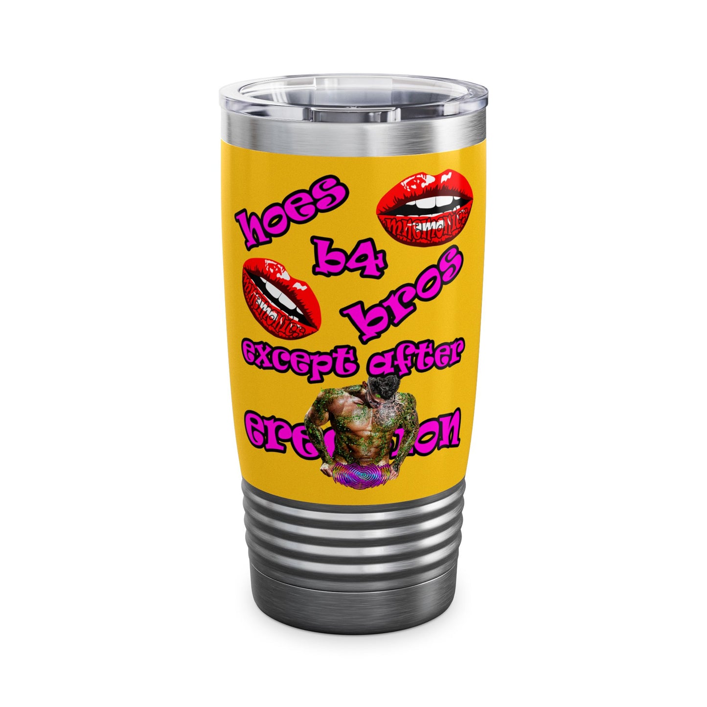 hoes b4 bros - Ringneck Tumbler, 20oz (yellow)
