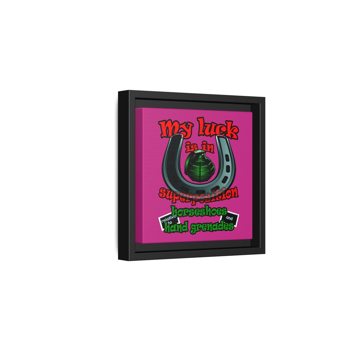 my luck - framed canvas art (pink)