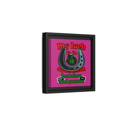 my luck - framed canvas art (pink)
